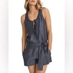Ponny Tail USA Stylish Grey Sleeveless Denim Halter Romper Size S